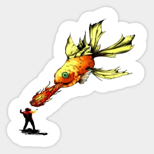 Diver Down Goldfish Background Sticker